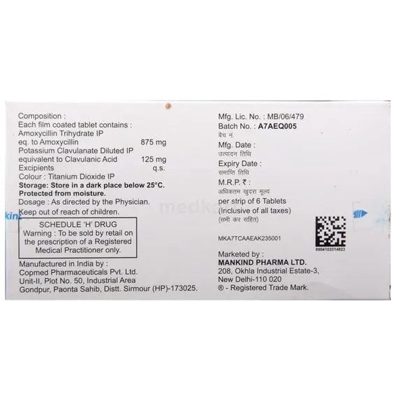 moxikind cv 1000mg tablet 6's